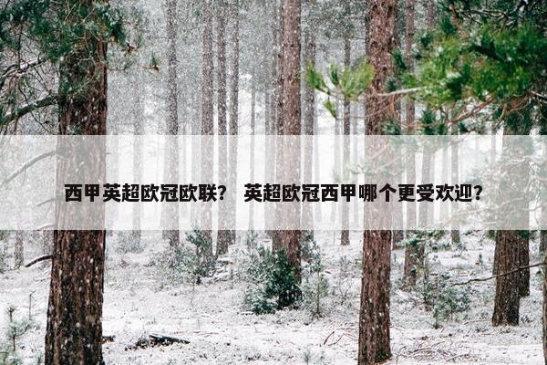 西甲英超欧冠欧联？ 英超欧冠西甲哪个更受欢迎？