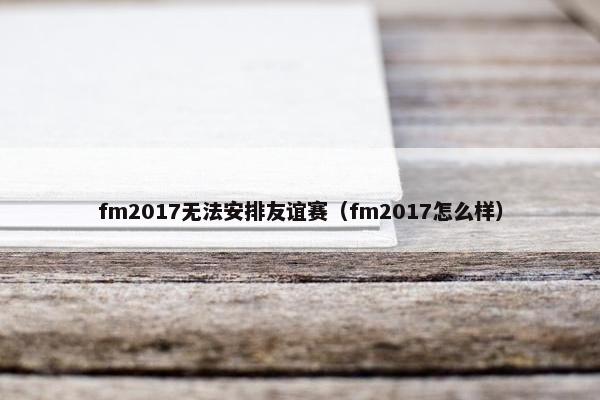 fm2017无法安排友谊赛（fm2017怎么样）