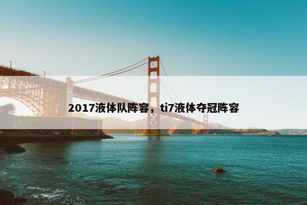 2017液体队阵容，ti7液体夺冠阵容