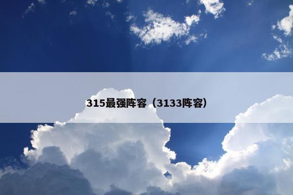 315最强阵容（3133阵容）