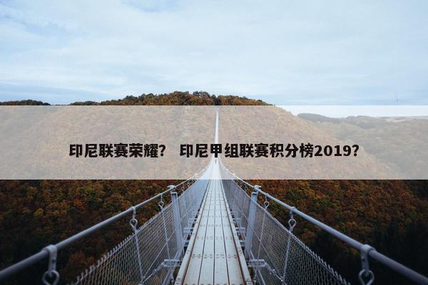 印尼联赛荣耀？ 印尼甲组联赛积分榜2019？
