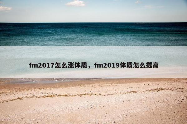 fm2017怎么涨体质，fm2019体质怎么提高