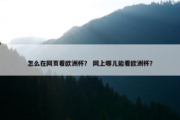 怎么在网页看欧洲杯？ 网上哪儿能看欧洲杯？