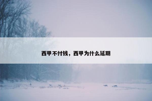 西甲不付钱，西甲为什么延期