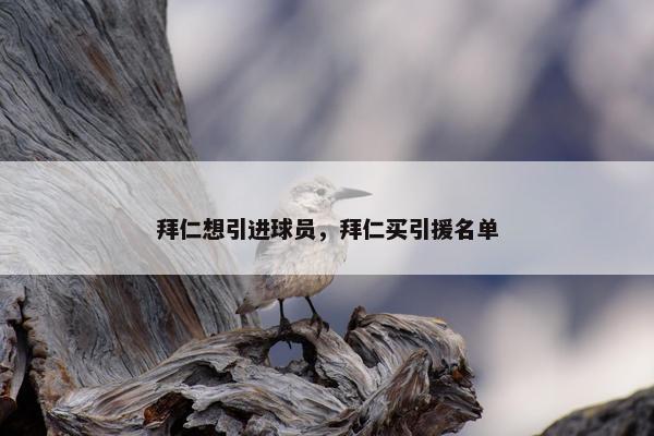 拜仁想引进球员，拜仁买引援名单