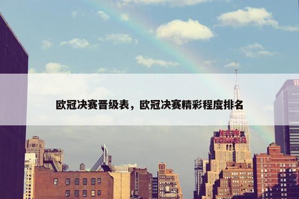欧冠决赛晋级表，欧冠决赛精彩程度排名